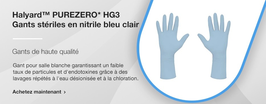 Halyard™ PUREZERO* HG3 Gants stériles en nitrile bleu clair